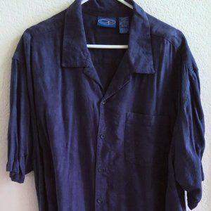 Short sleeve,  Navy blue, casual button down